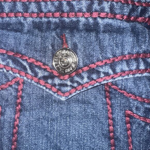 Vintage Mens Red Stitched Joey Super T True Religion Jeans Size 38x31 - Picture 3 of 8